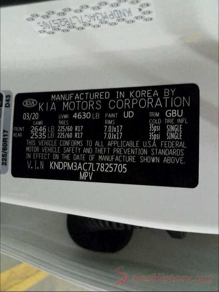 KNDPM3AC7L7825705 2020 KIA SPORTAGE