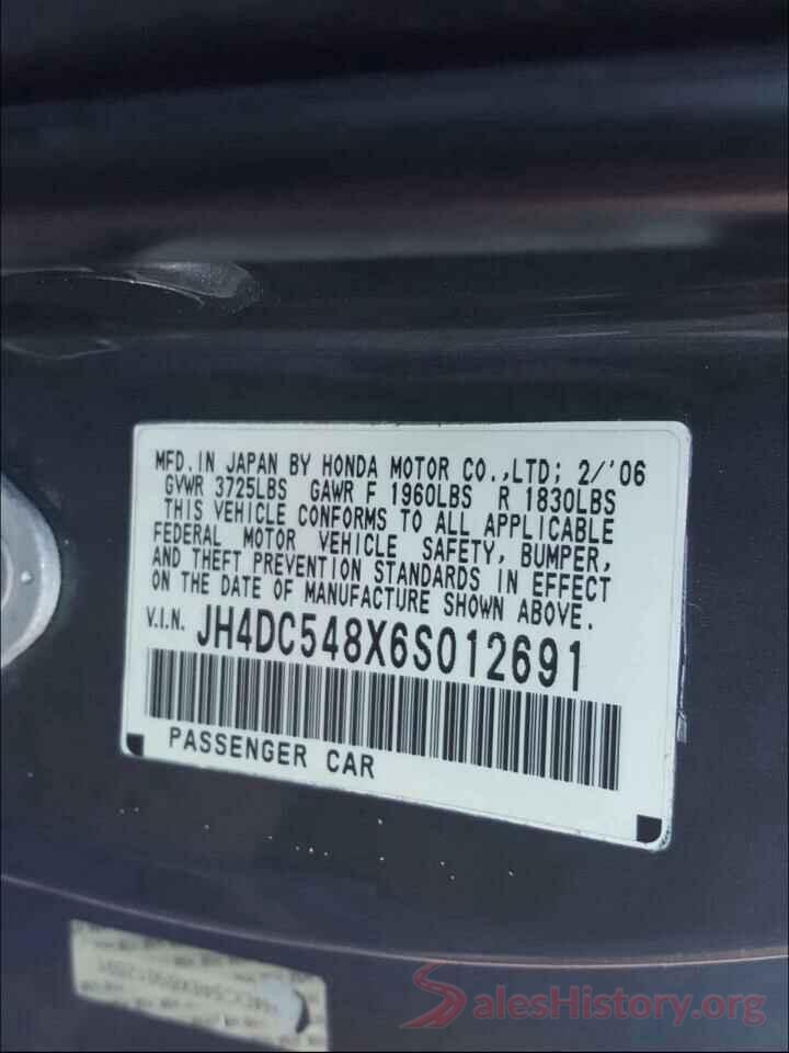 JH4DC548X6S012691 2006 ACURA RSX