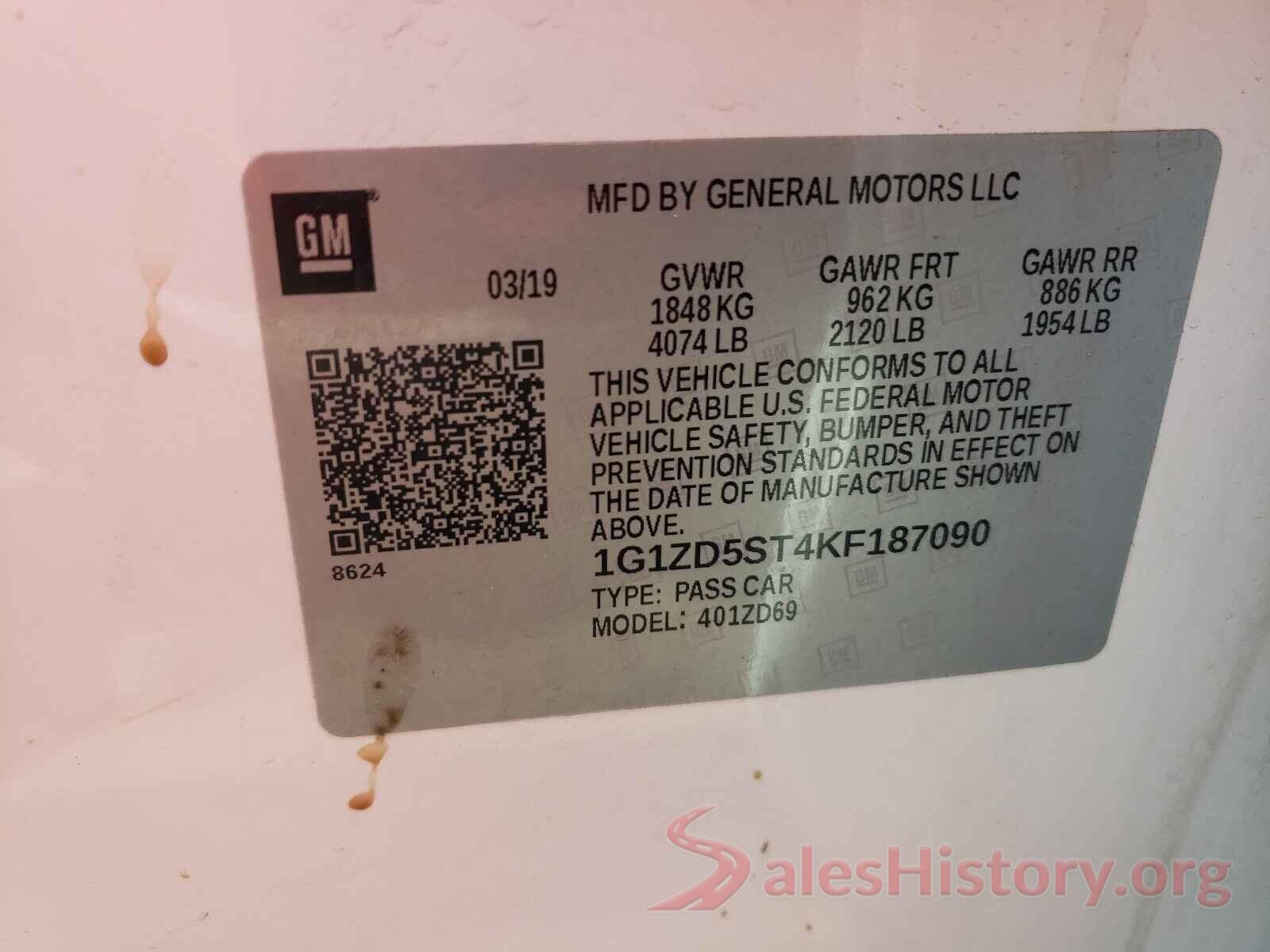 1G1ZD5ST4KF187090 2019 CHEVROLET MALIBU