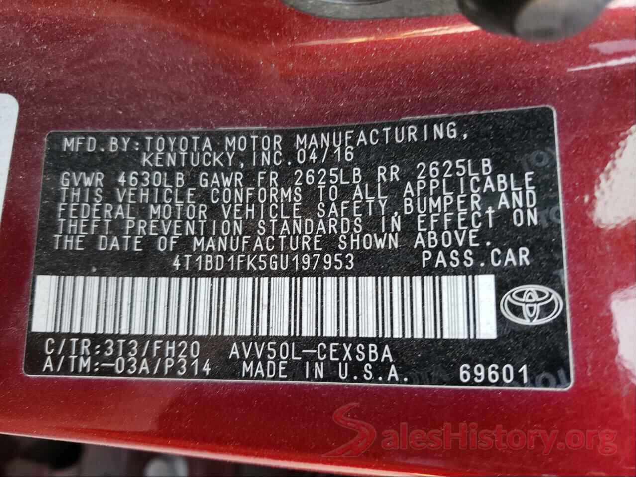 4T1BD1FK5GU197953 2016 TOYOTA CAMRY