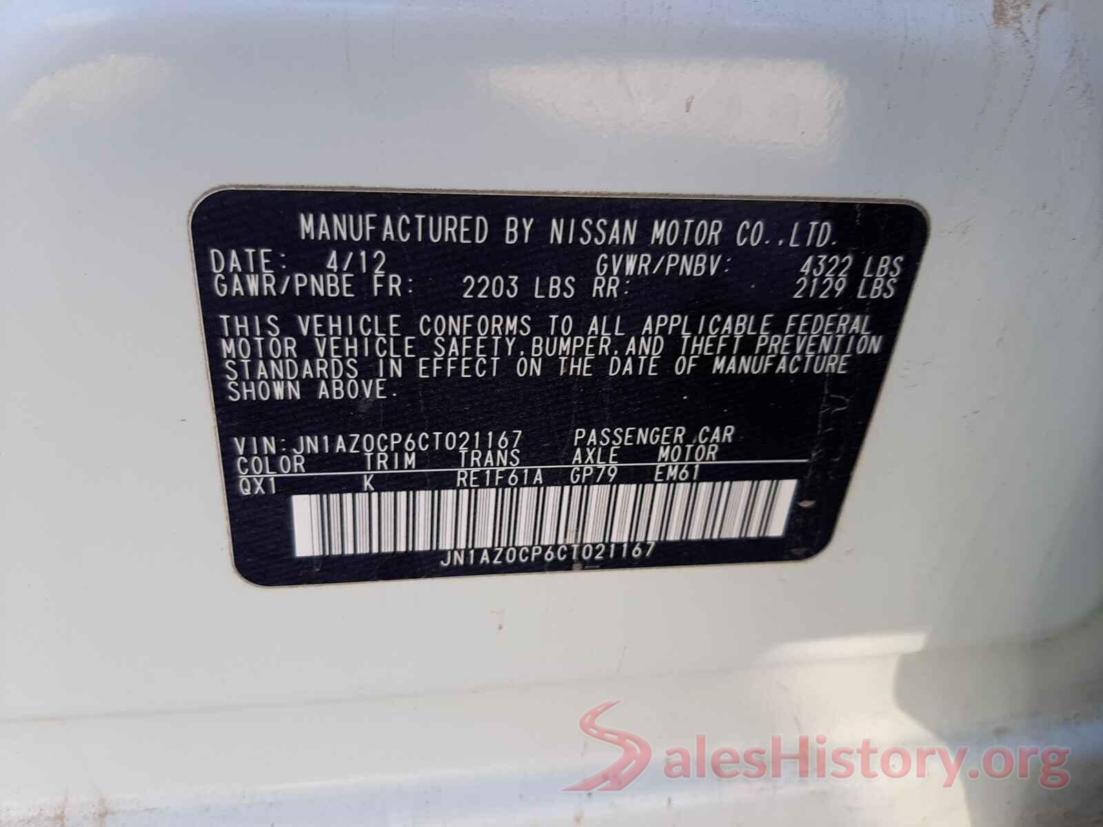 JN1AZ0CP6CT021167 2012 NISSAN LEAF