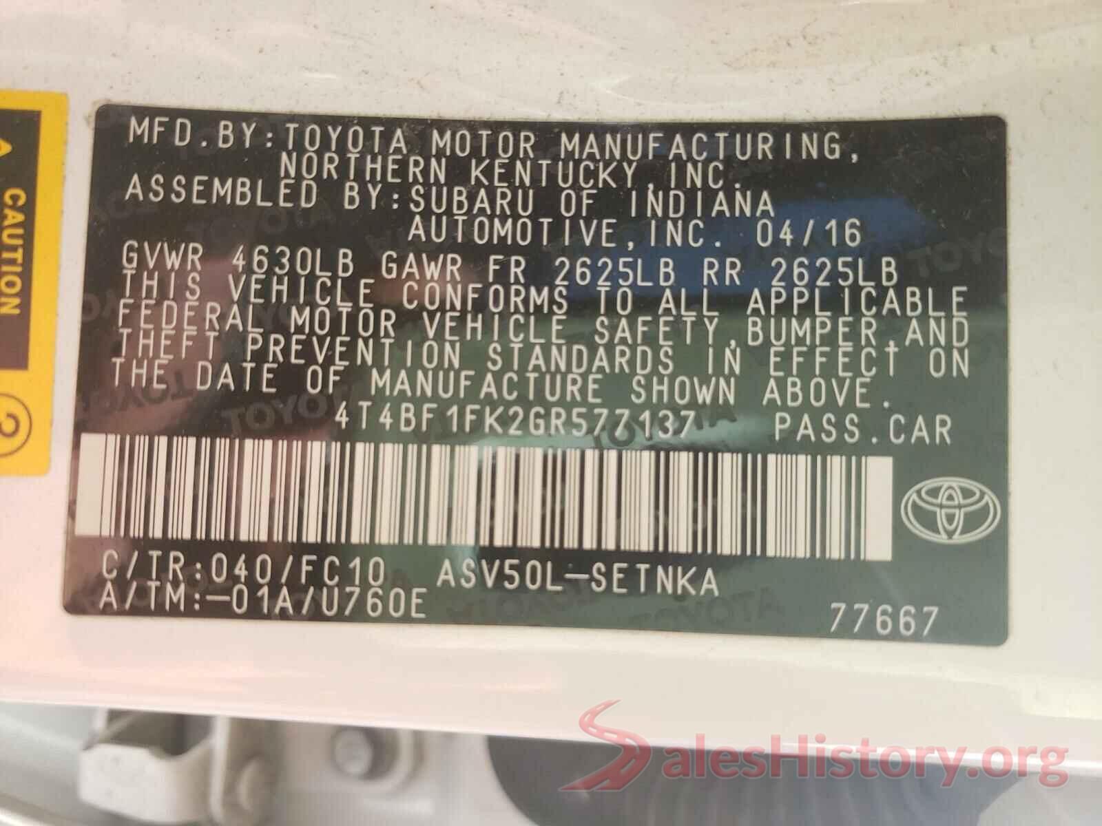 4T4BF1FK2GR577137 2016 TOYOTA CAMRY