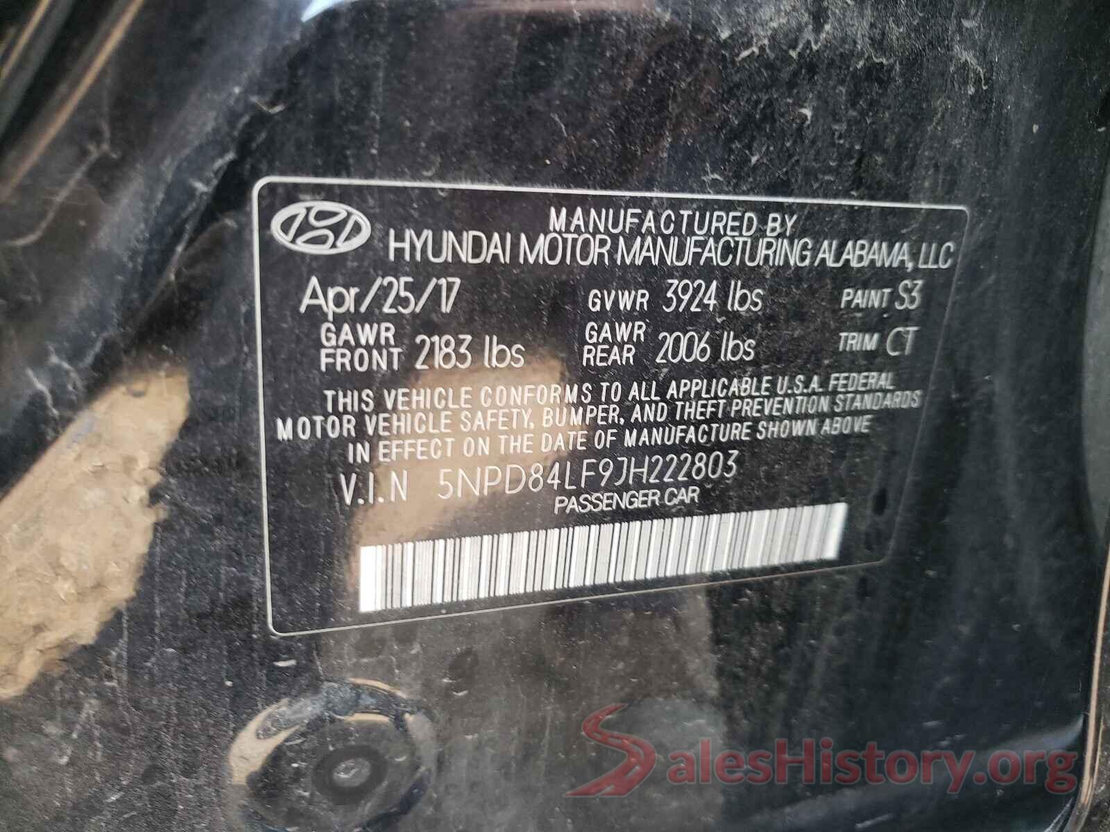 5NPD84LF9JH222803 2018 HYUNDAI ELANTRA