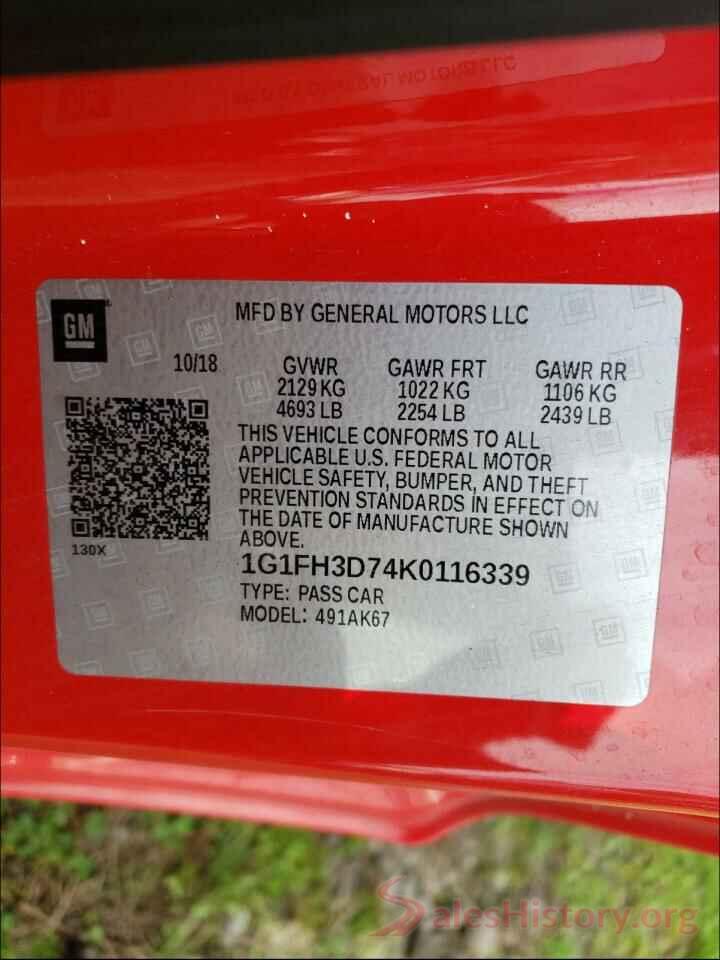 1G1FH3D74K0116339 2019 CHEVROLET CAMARO