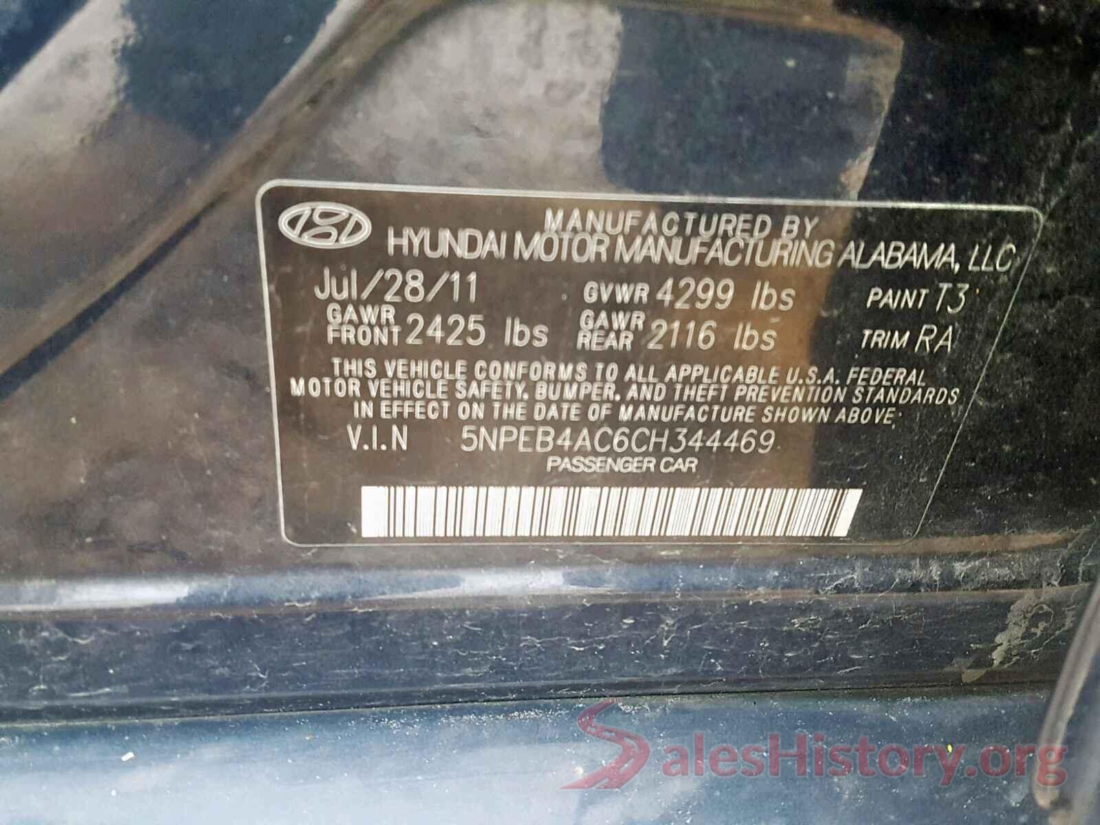 5NPEB4AC6CH344469 2012 HYUNDAI SONATA