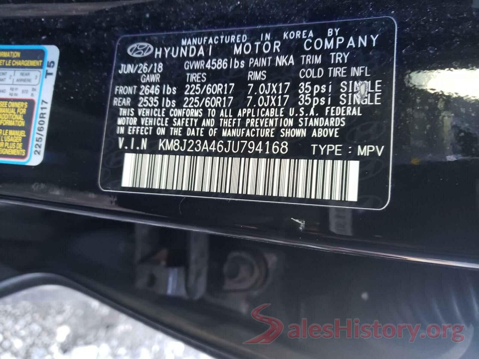 KM8J23A46JU794168 2018 HYUNDAI TUCSON