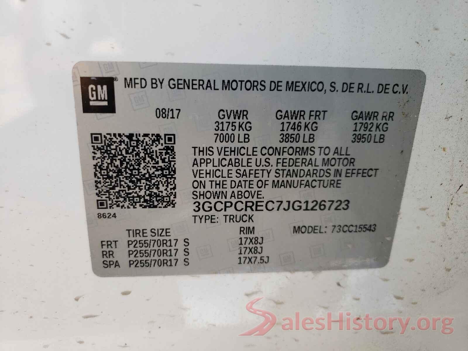 3GCPCREC7JG126723 2018 CHEVROLET SILVERADO