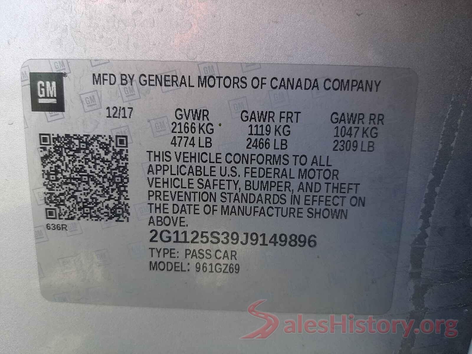 2G1125S39J9149896 2018 CHEVROLET IMPALA