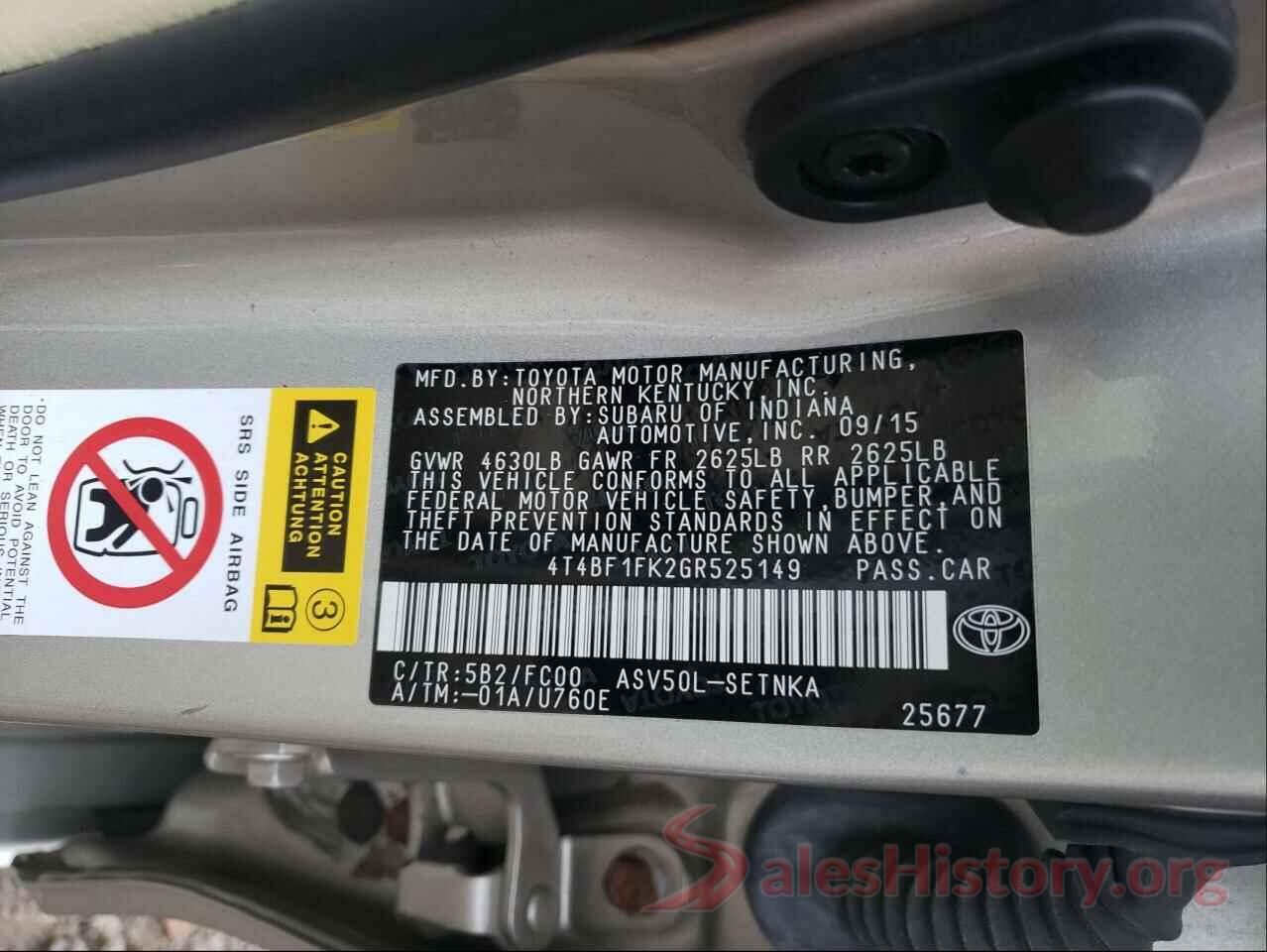 4T4BF1FK2GR525149 2016 TOYOTA CAMRY