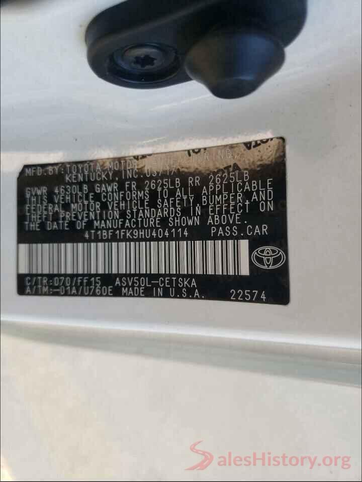 4T1BF1FK9HU404114 2017 TOYOTA CAMRY