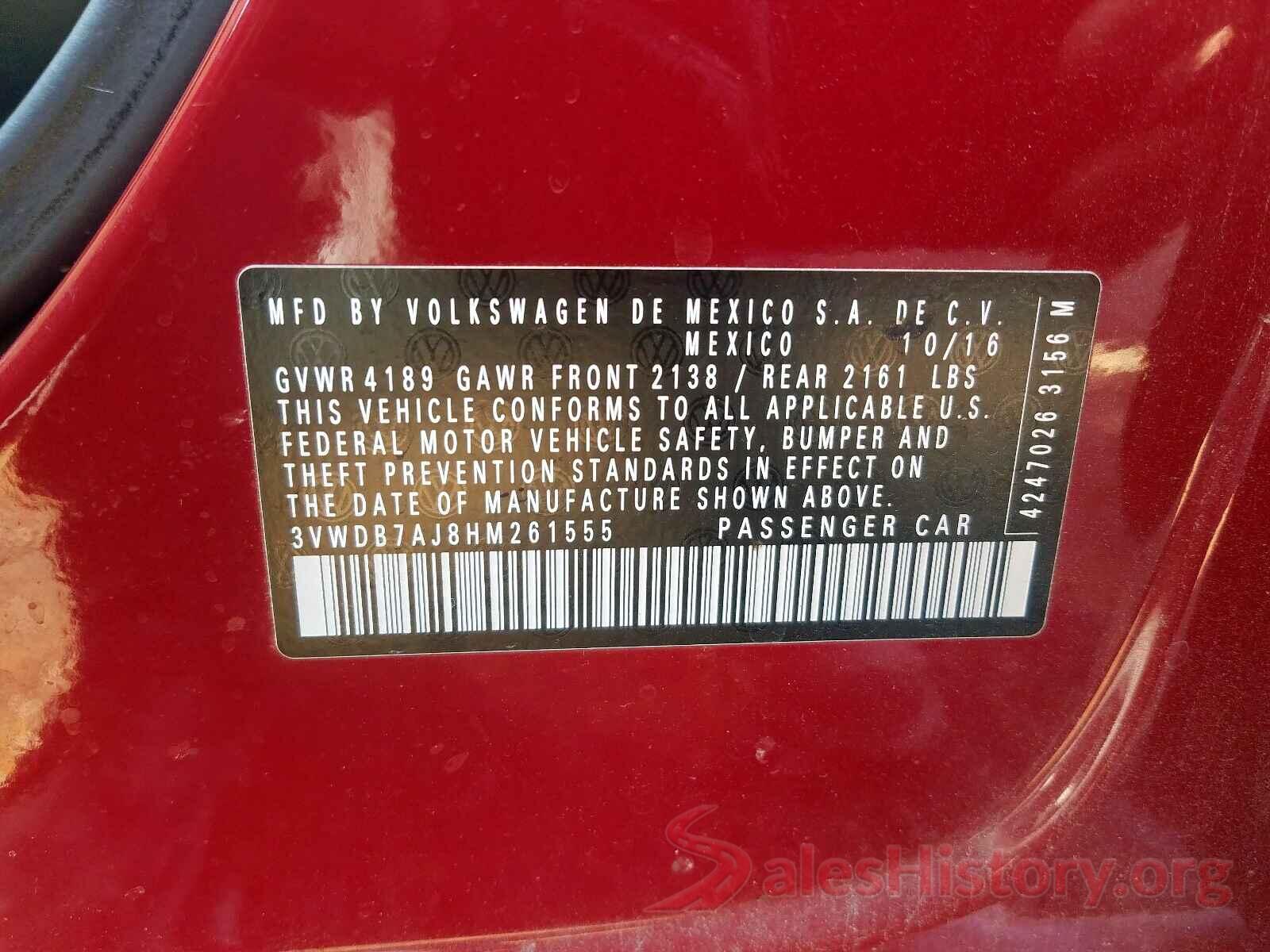 3VWDB7AJ8HM261555 2017 VOLKSWAGEN JETTA