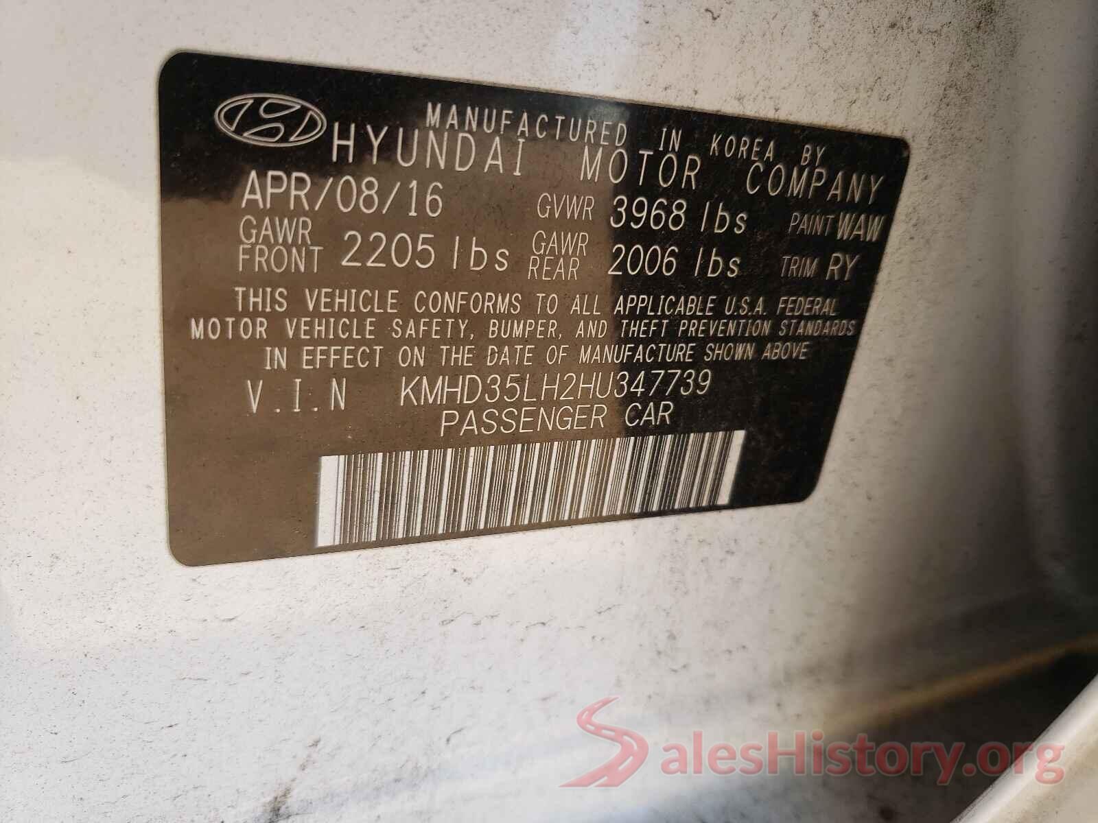 KMHD35LH2HU347739 2017 HYUNDAI ELANTRA