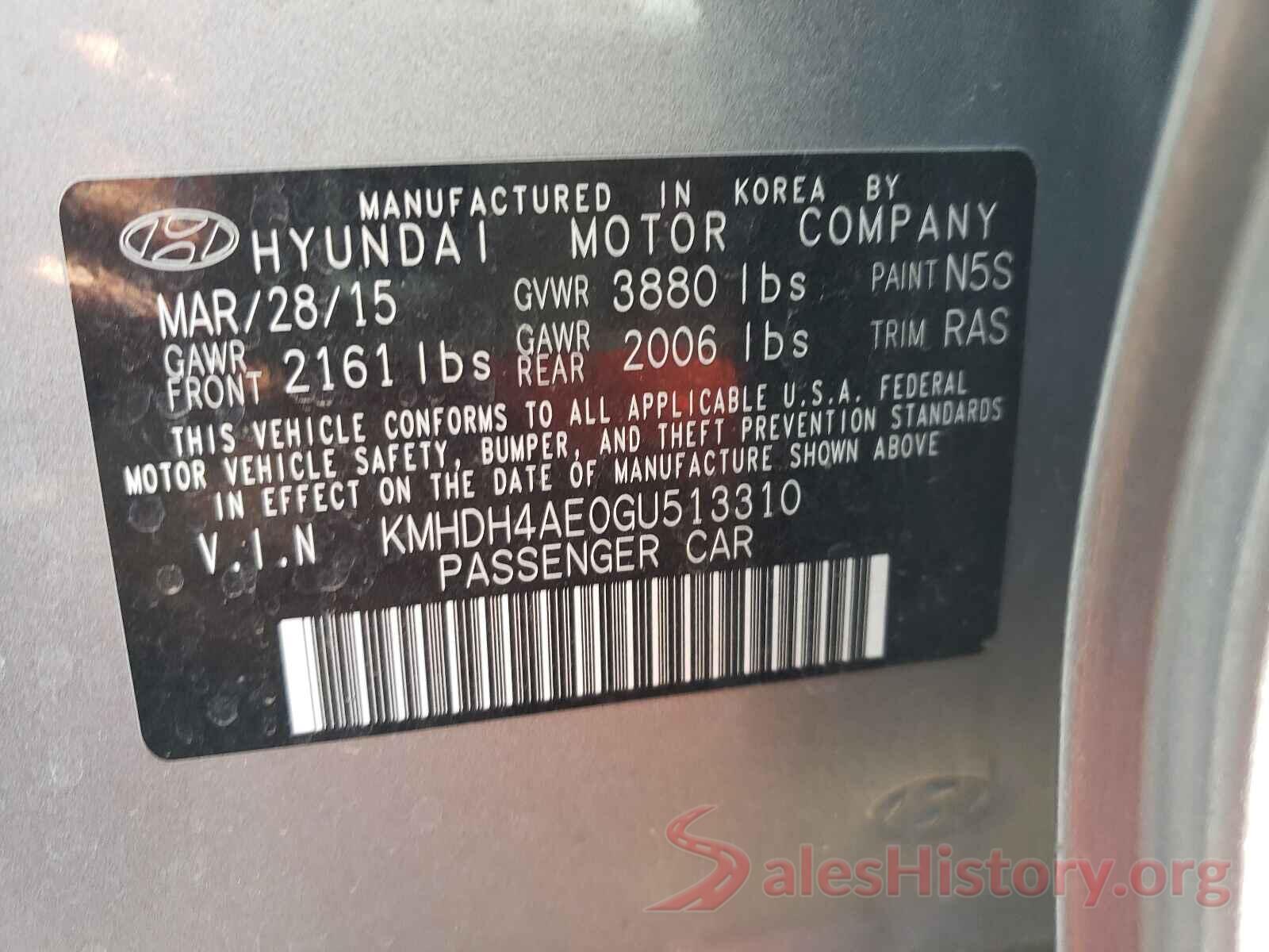 KMHDH4AE0GU513310 2016 HYUNDAI ELANTRA