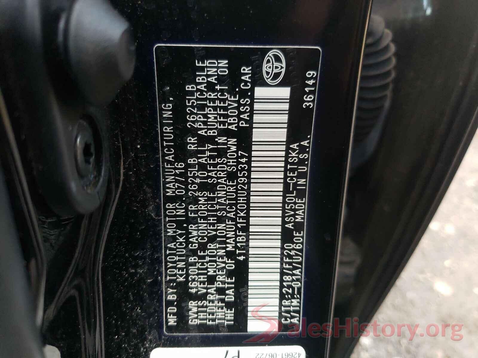 4T1BF1FK0HU295347 2017 TOYOTA CAMRY