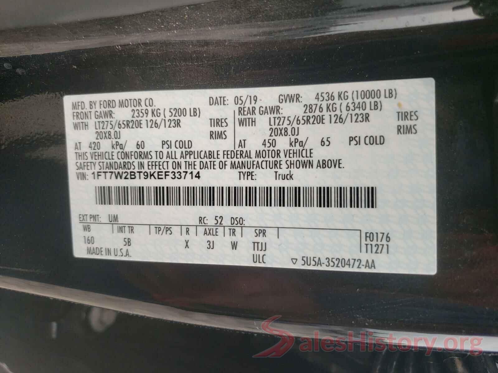 1FT7W2BT9KEF33714 2019 FORD F250