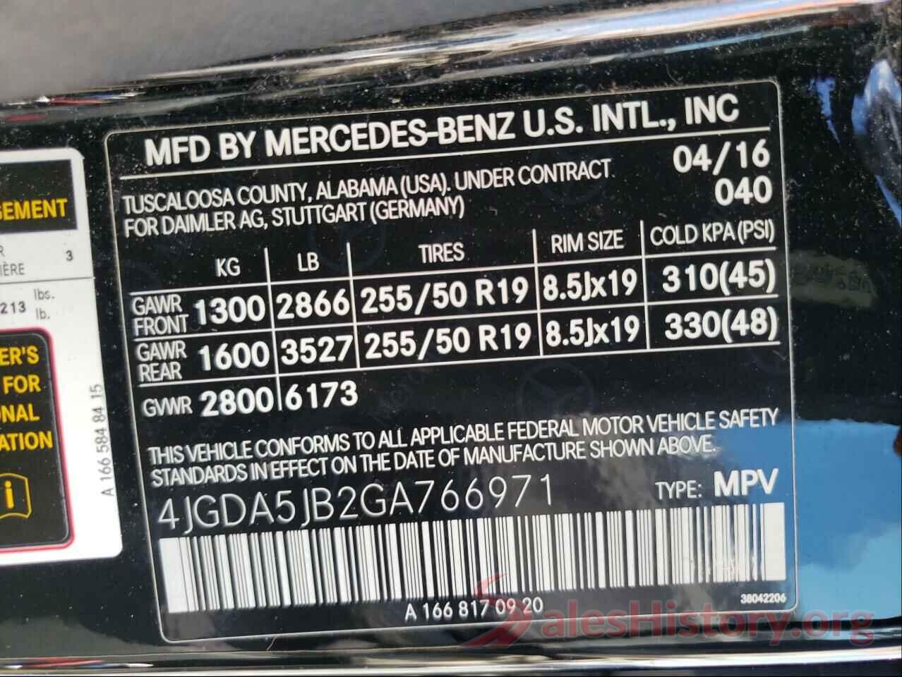 4JGDA5JB2GA766971 2016 MERCEDES-BENZ GLE-CLASS