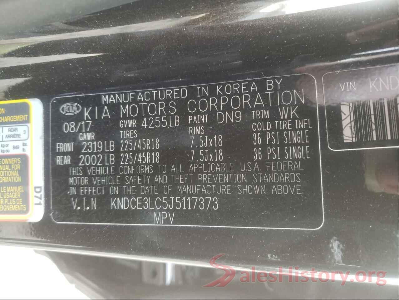 KNDCE3LC5J5117373 2018 KIA NIRO