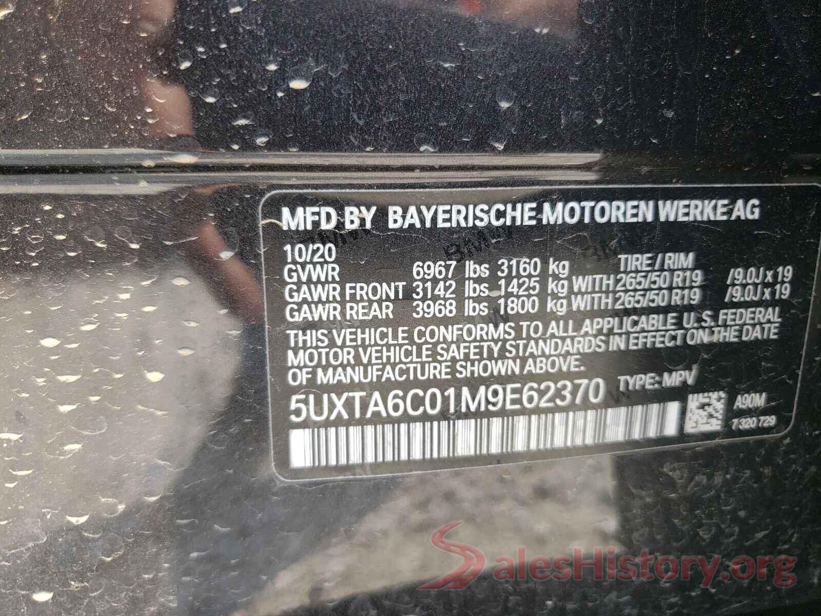 5UXTA6C01M9E62370 2021 BMW X5