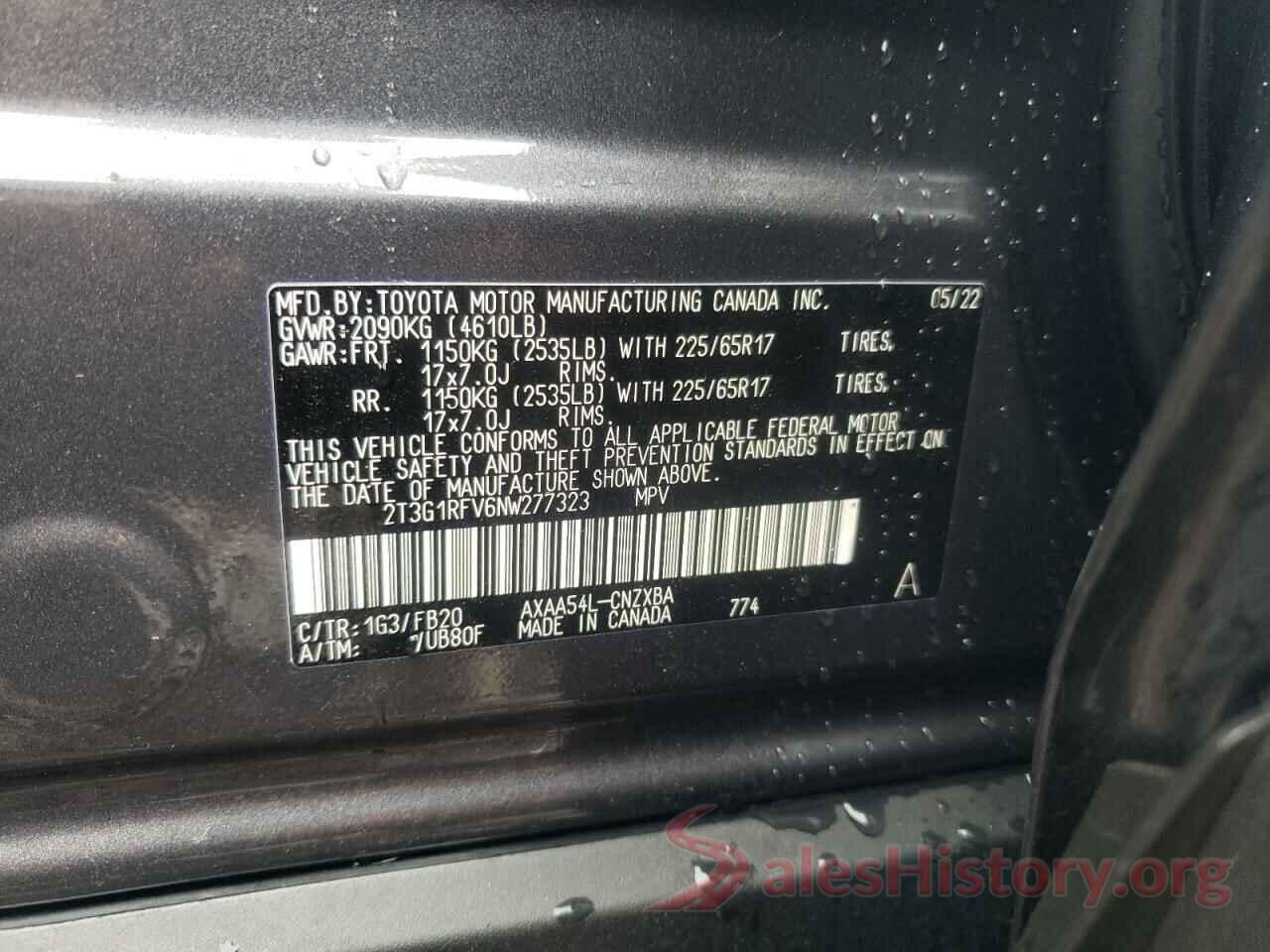 2T3G1RFV6NW277323 2022 TOYOTA RAV4