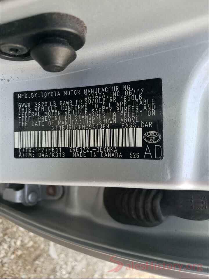 2T1BURHE8HC941389 2017 TOYOTA COROLLA