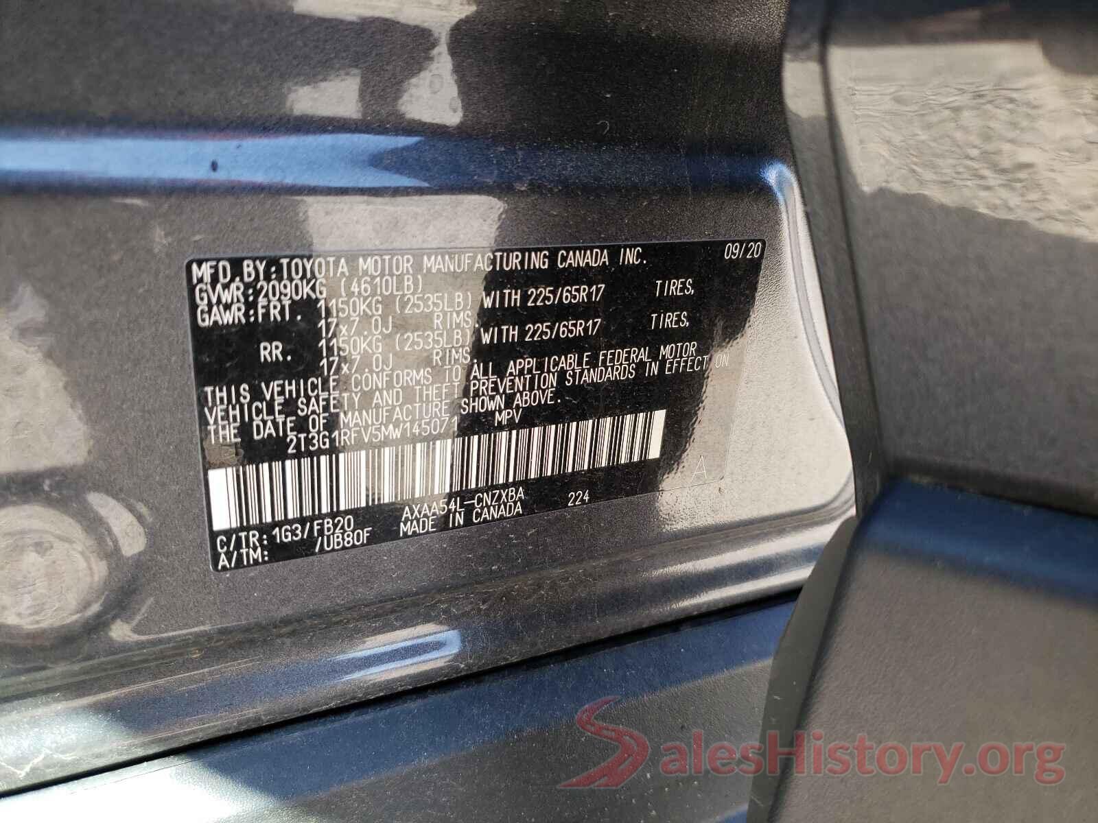 2T3G1RFV5MW145071 2021 TOYOTA RAV4