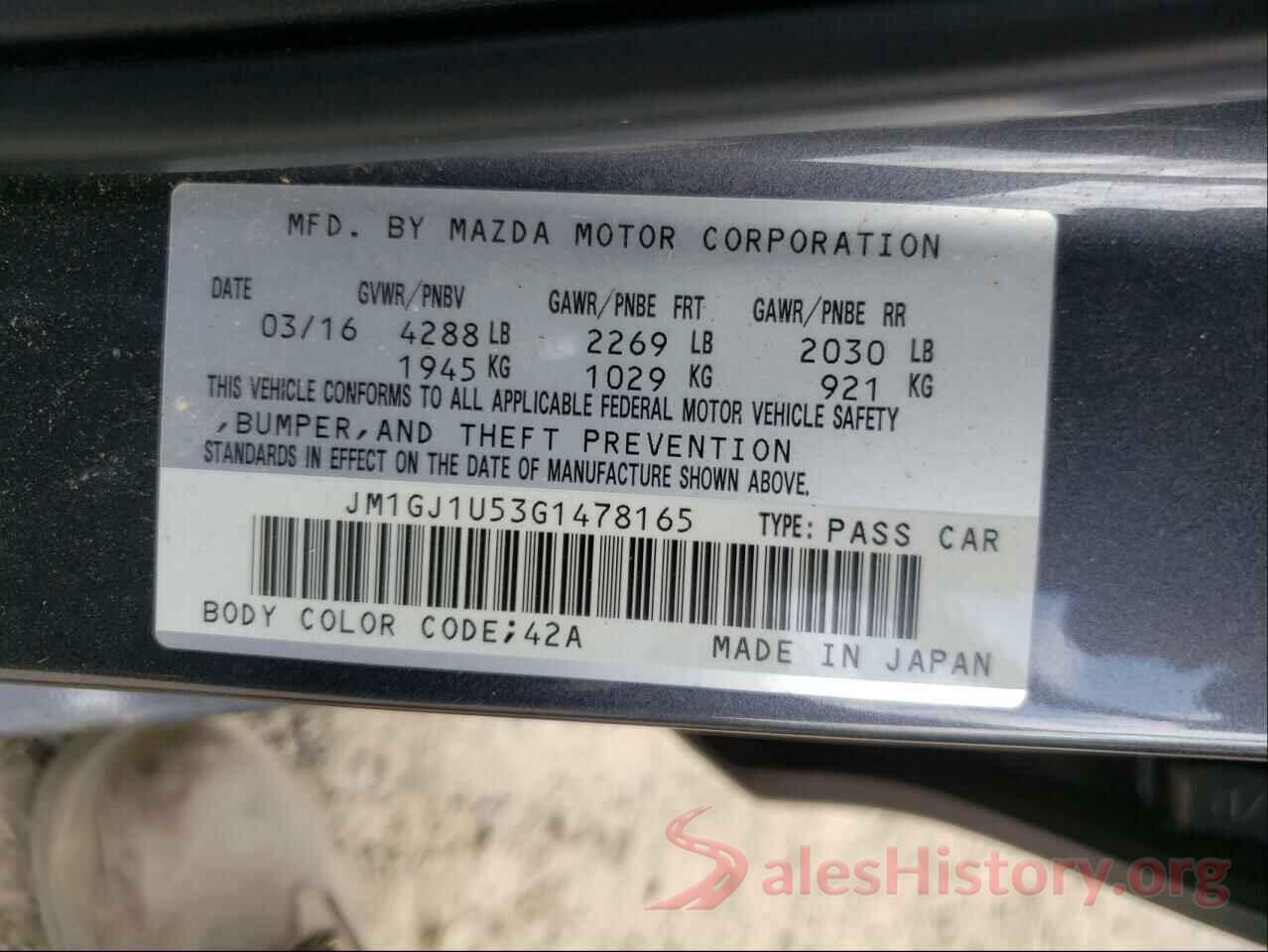 JM1GJ1U53G1478165 2016 MAZDA 6