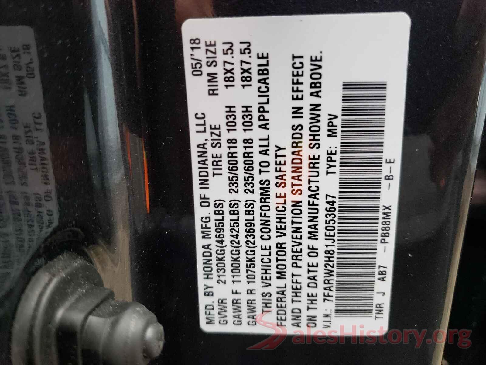 7FARW2H81JE053647 2018 HONDA CRV