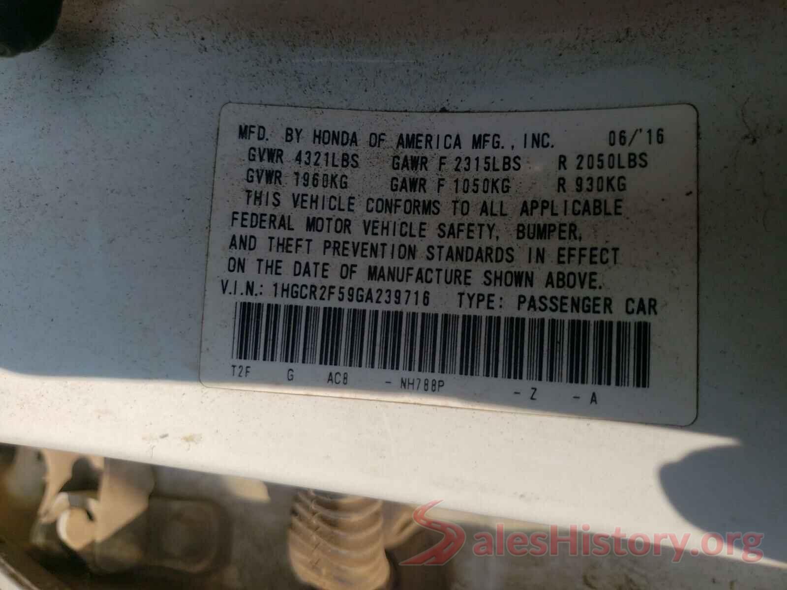 1HGCR2F59GA239716 2016 HONDA ACCORD