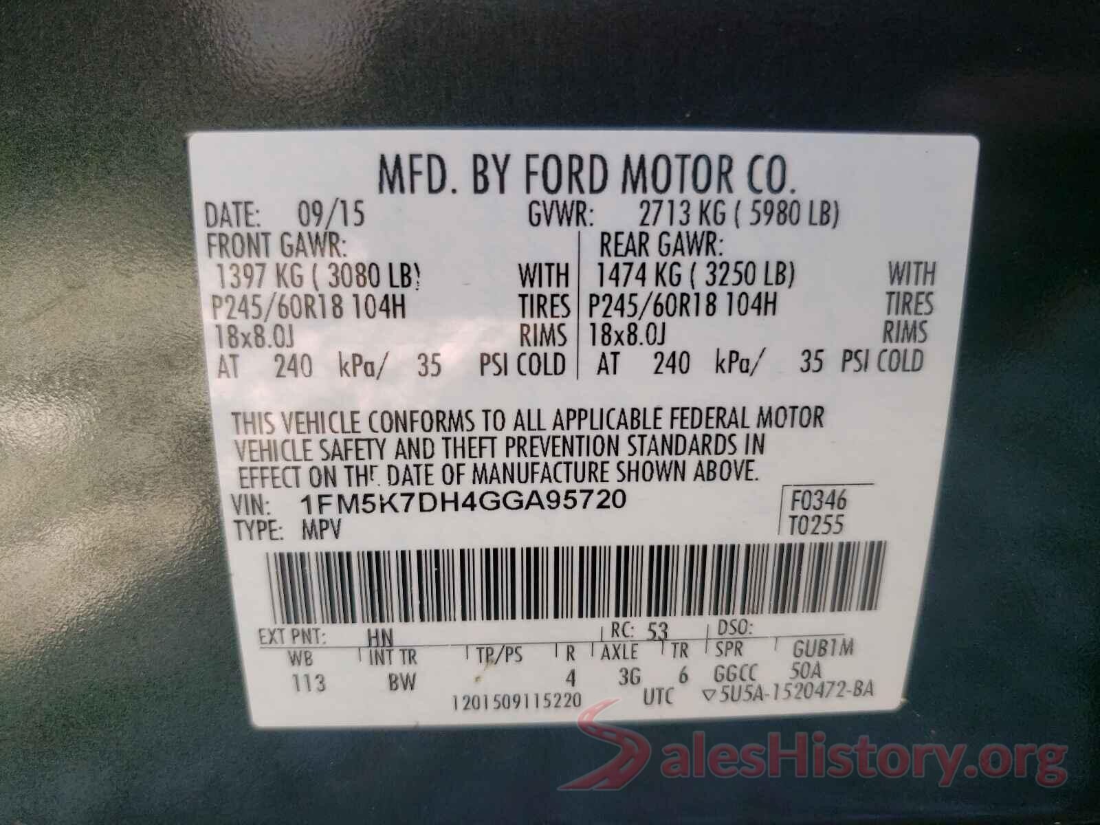 1FM5K7DH4GGA95720 2016 FORD EXPLORER