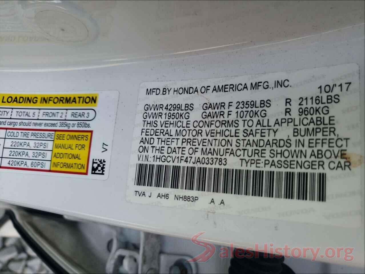 1HGCV1F47JA033783 2018 HONDA ACCORD