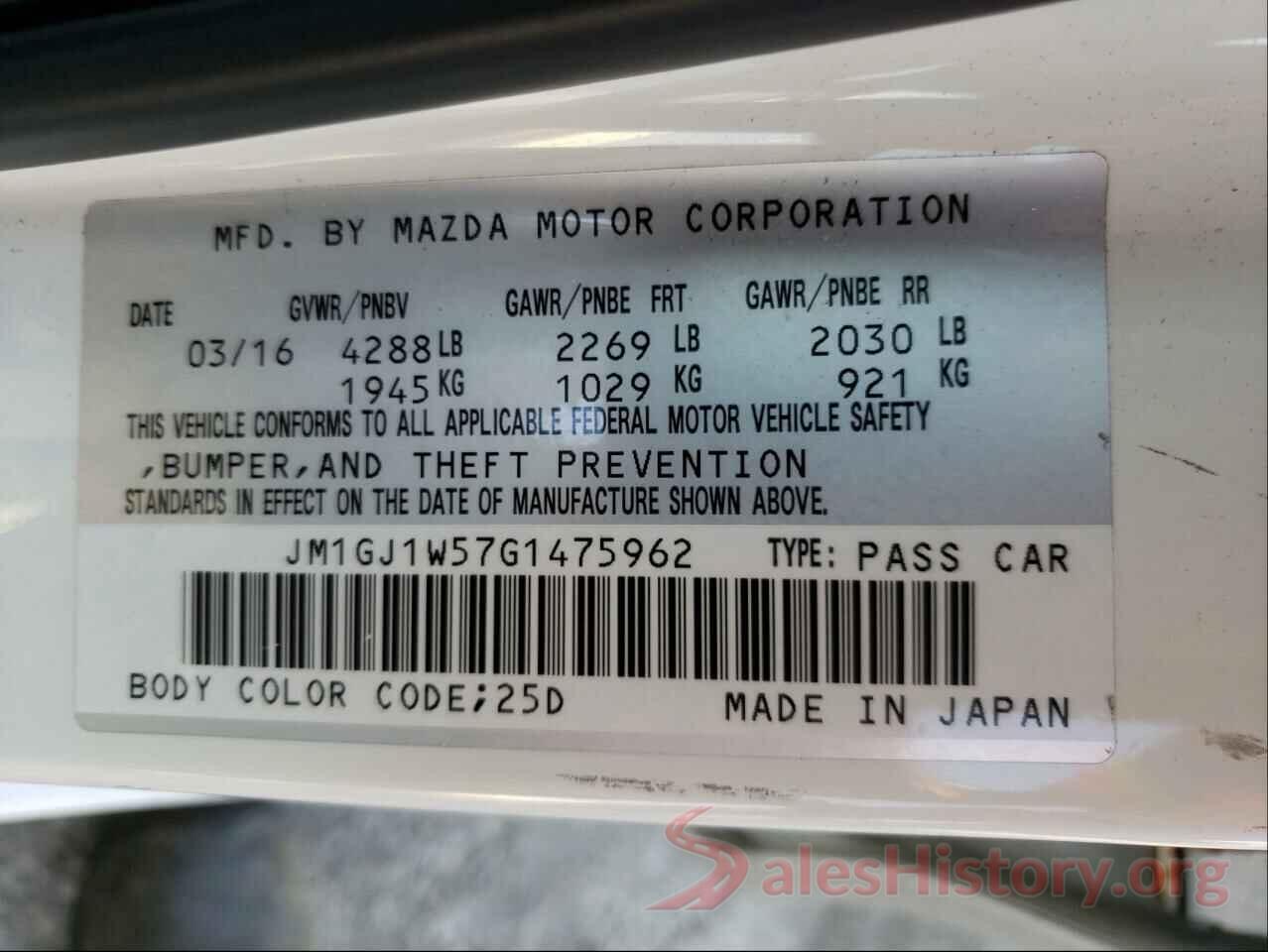 JM1GJ1W57G1475962 2016 MAZDA 6