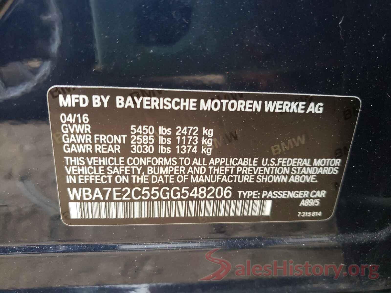 WBA7E2C55GG548206 2016 BMW 7 SERIES