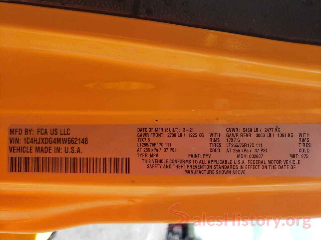 1C4HJXDG4MW662148 2021 JEEP WRANGLER