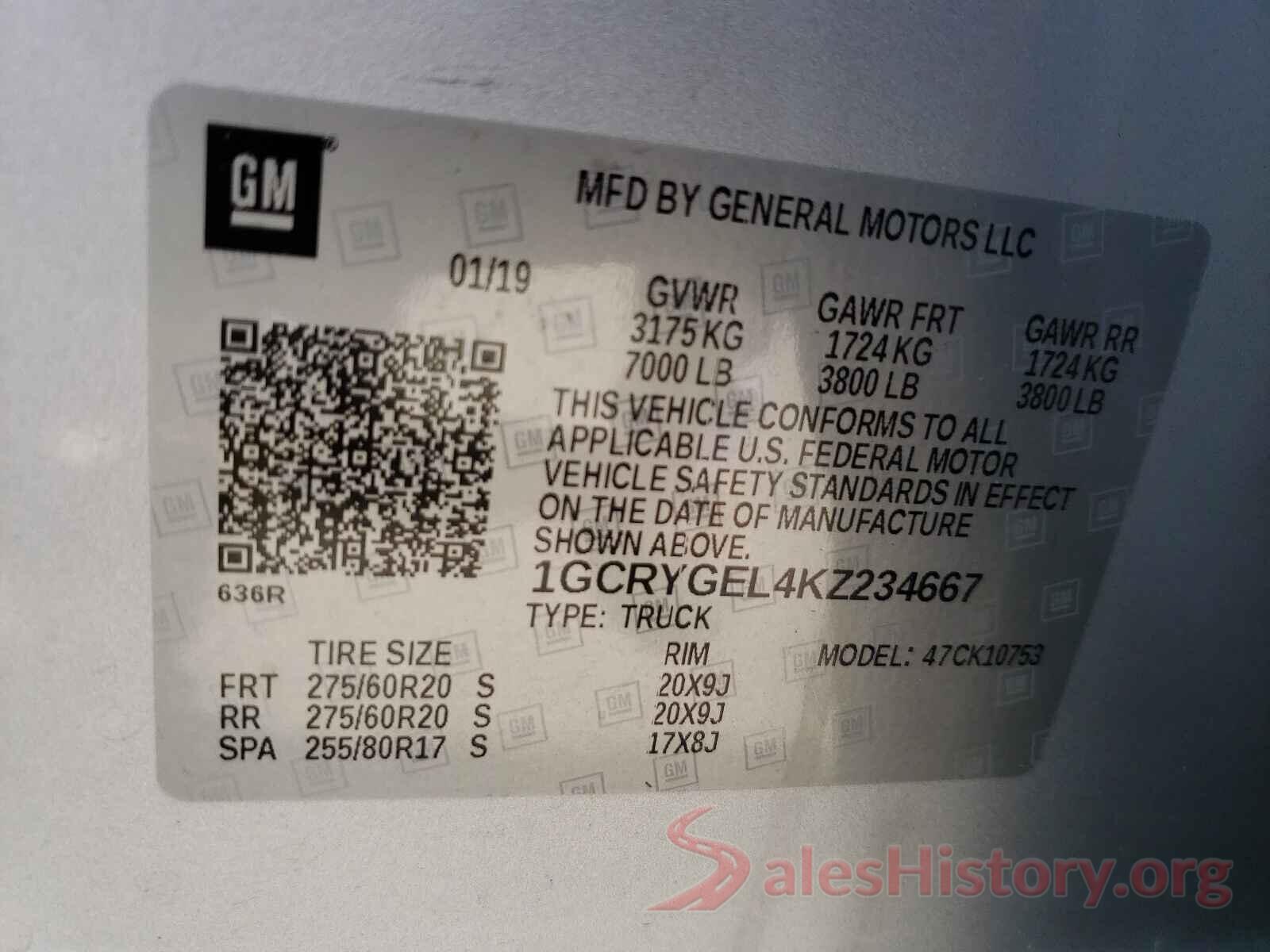 1GCRYGEL4KZ234667 2019 CHEVROLET SILVERADO