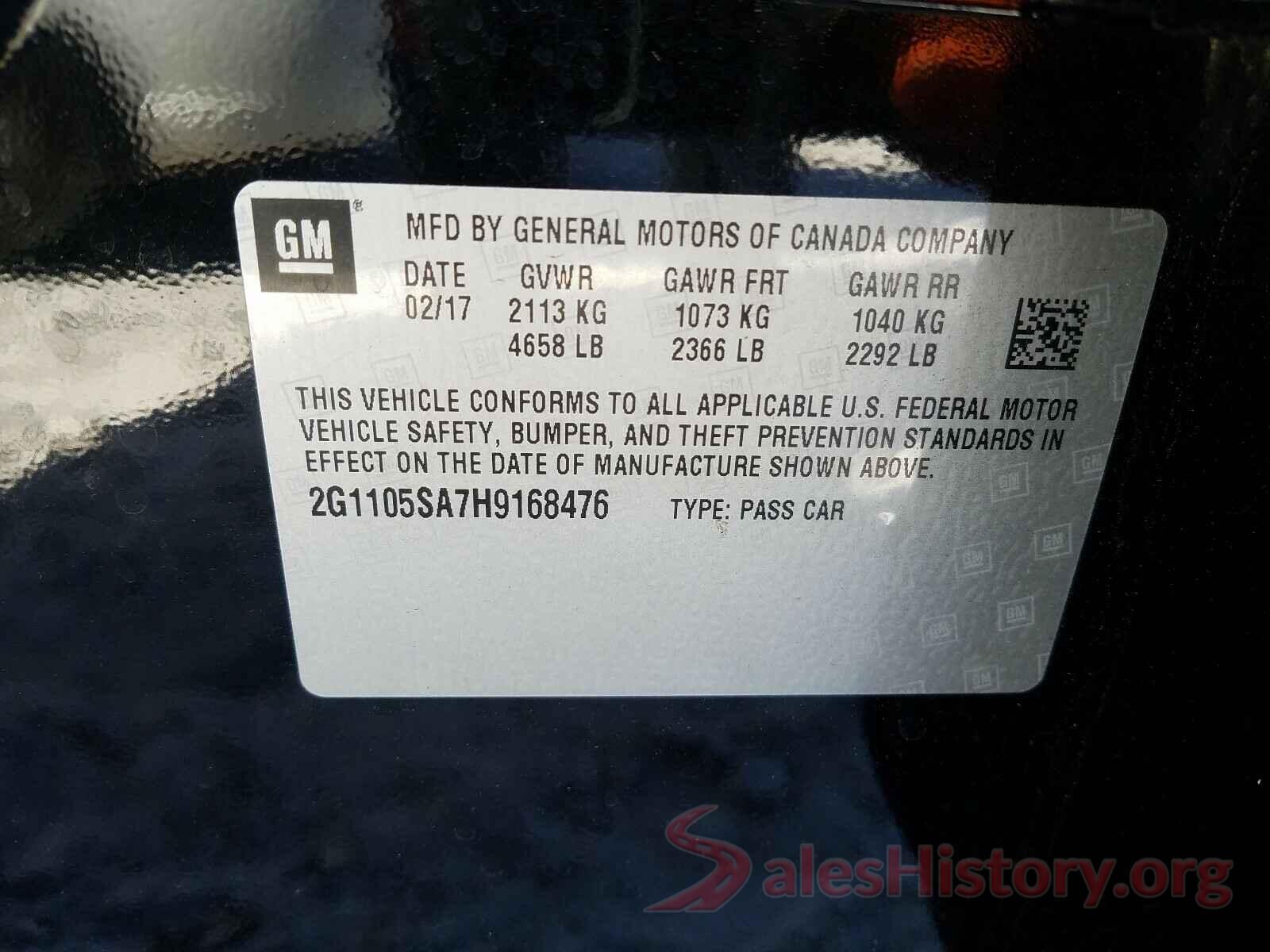 2G1105SA7H9168476 2017 CHEVROLET IMPALA