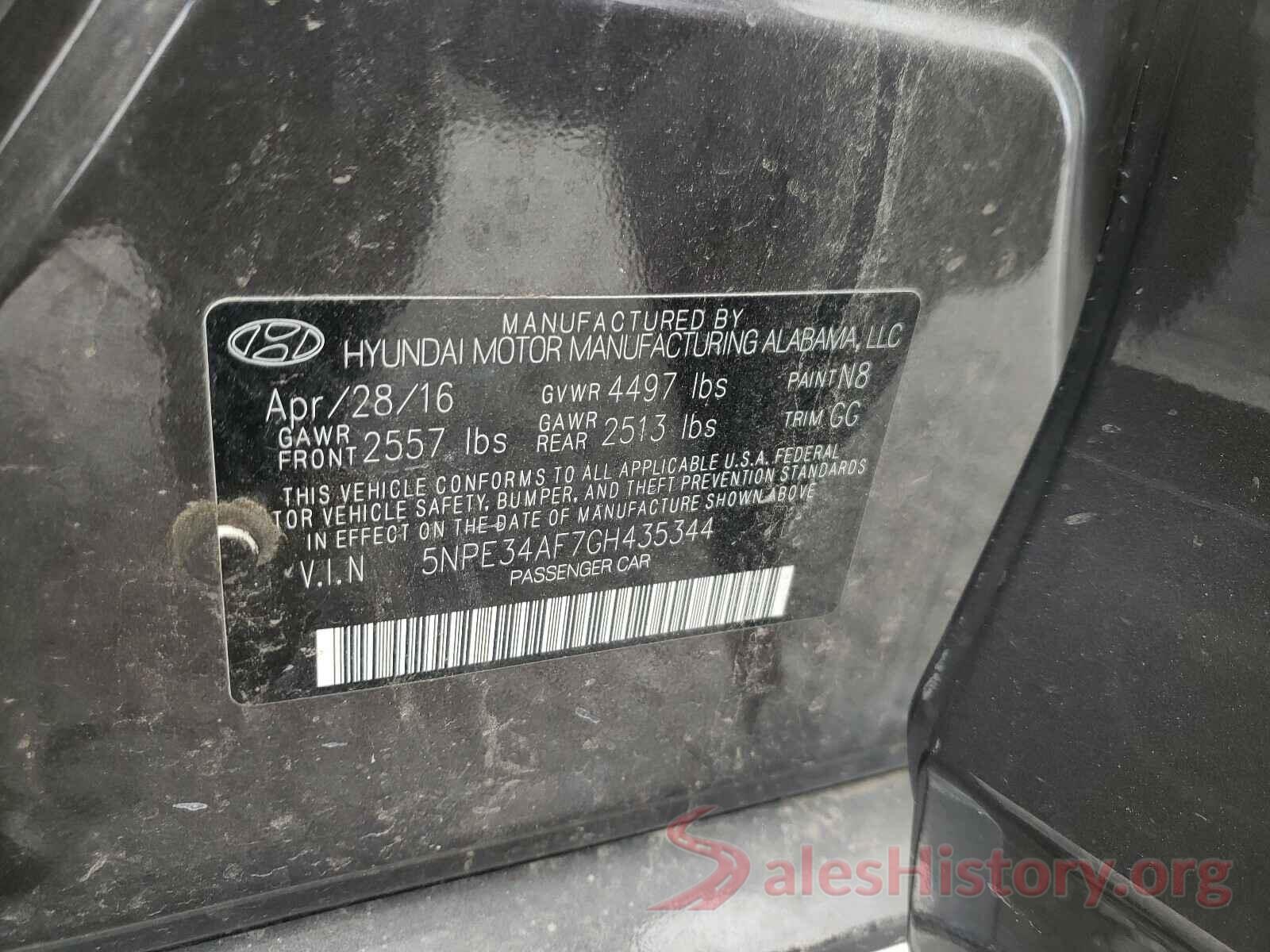 5NPE34AF7GH435344 2016 HYUNDAI SONATA