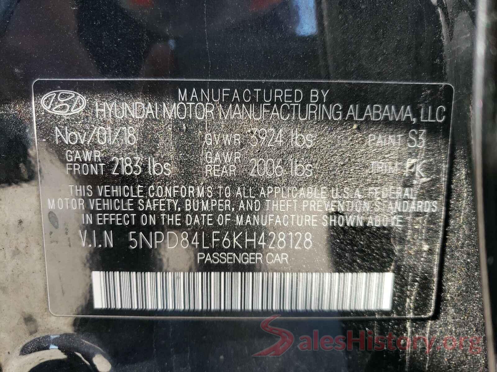 5NPD84LF6KH428128 2019 HYUNDAI ELANTRA