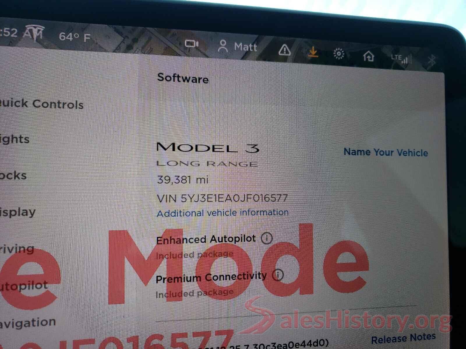 5YJ3E1EA0JF016577 2018 TESLA MODEL 3