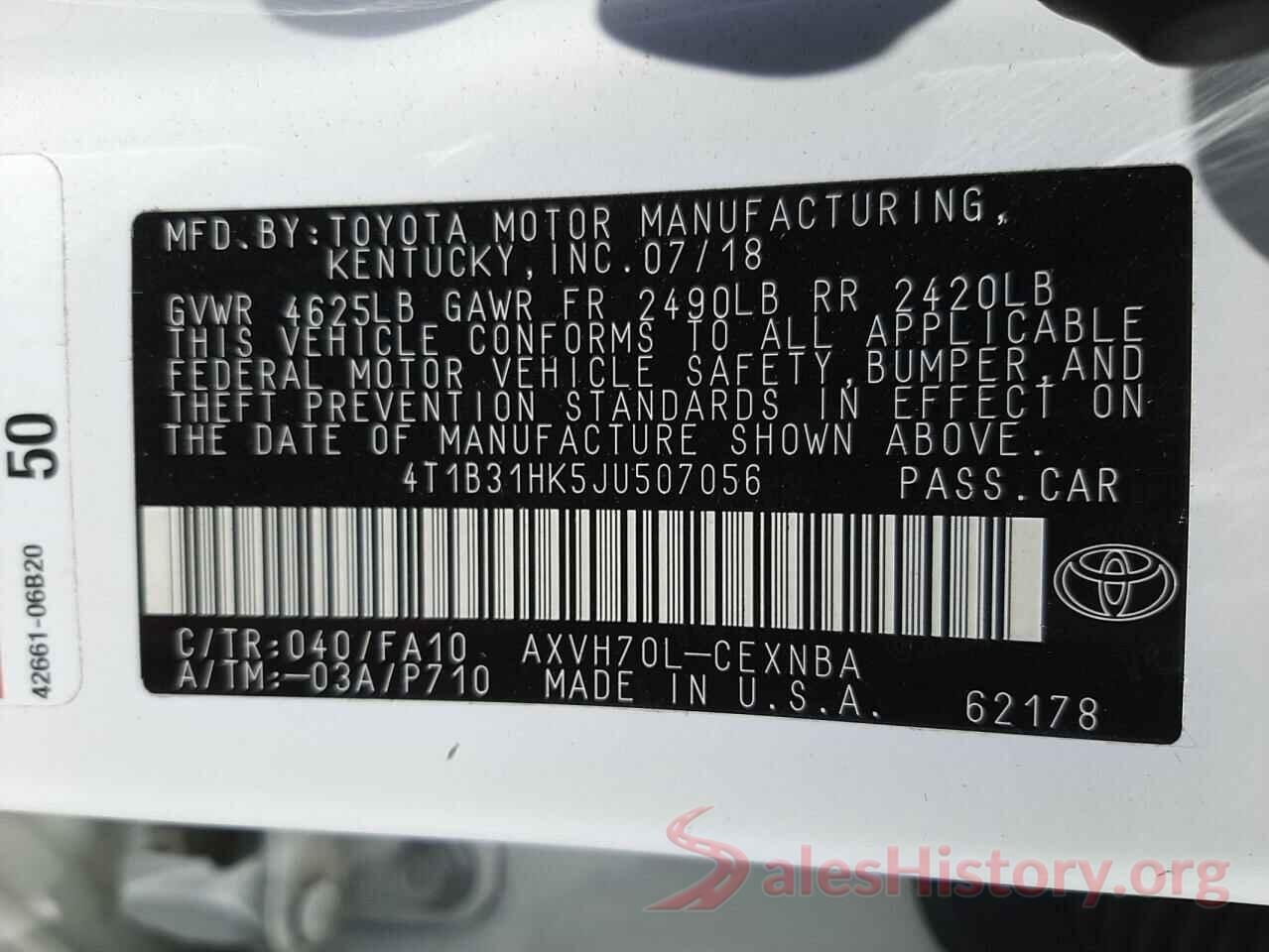 4T1B31HK5JU507056 2018 TOYOTA CAMRY