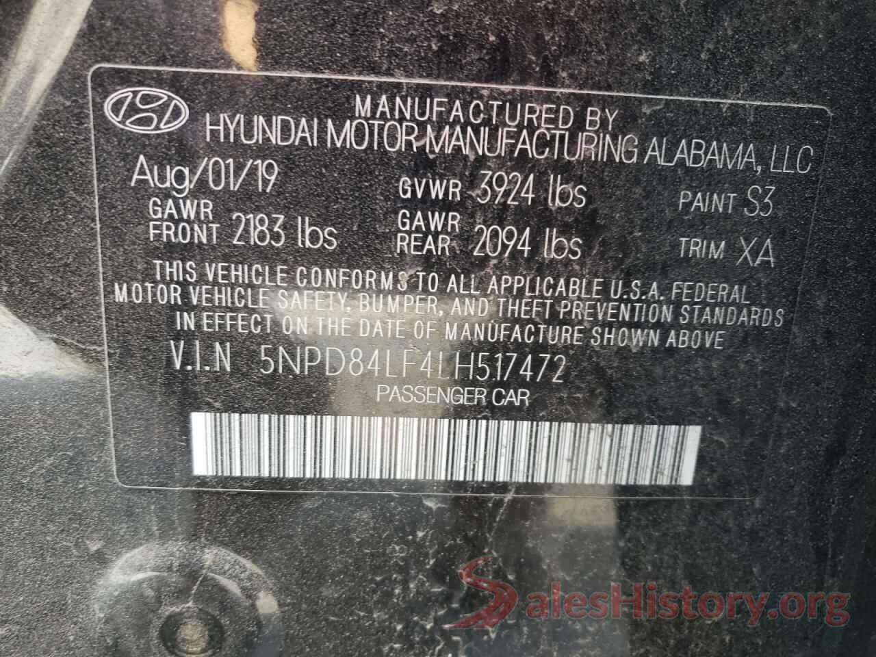 5NPD84LF4LH517472 2020 HYUNDAI ELANTRA