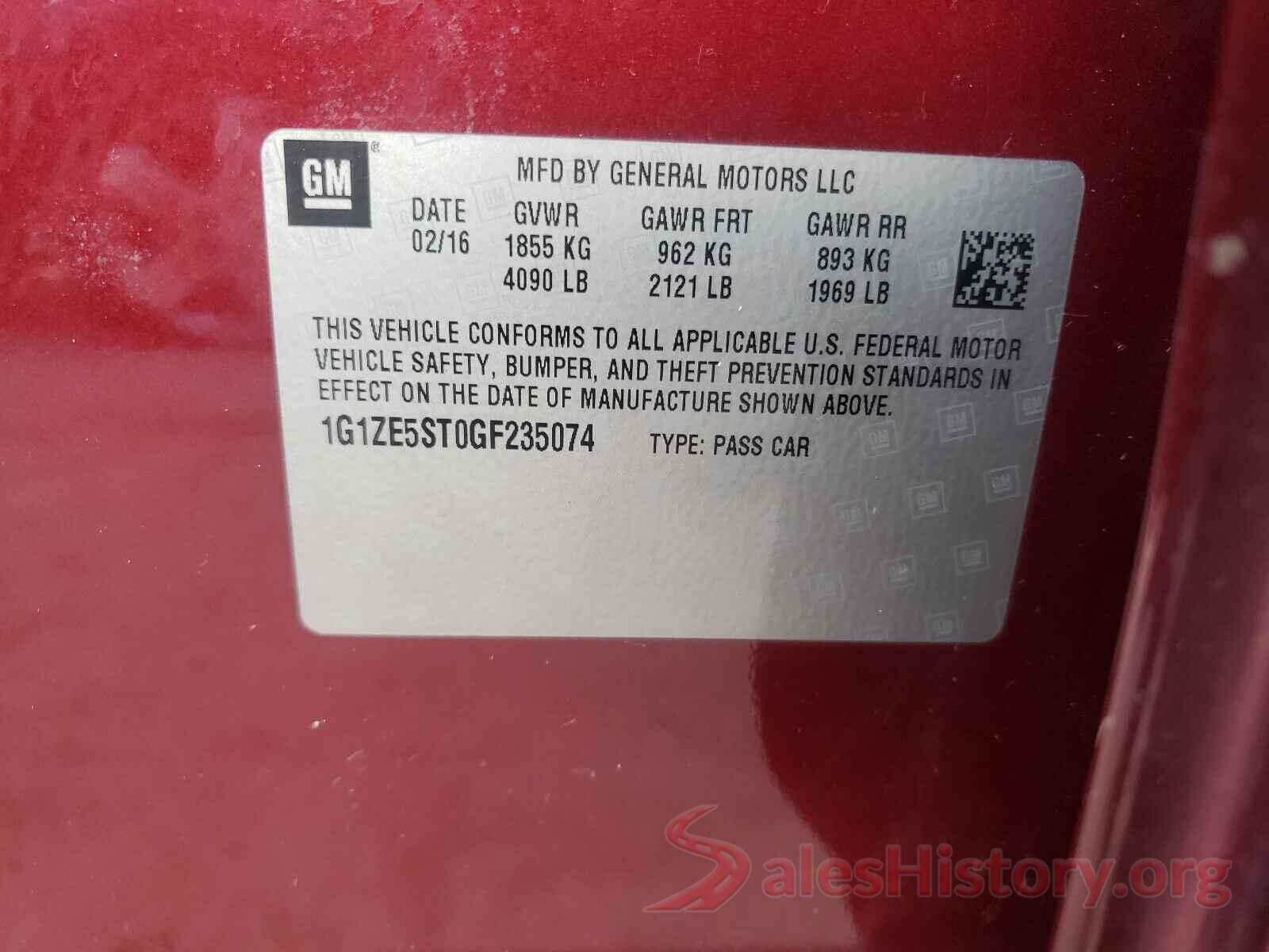 1G1ZE5ST0GF235074 2016 CHEVROLET MALIBU