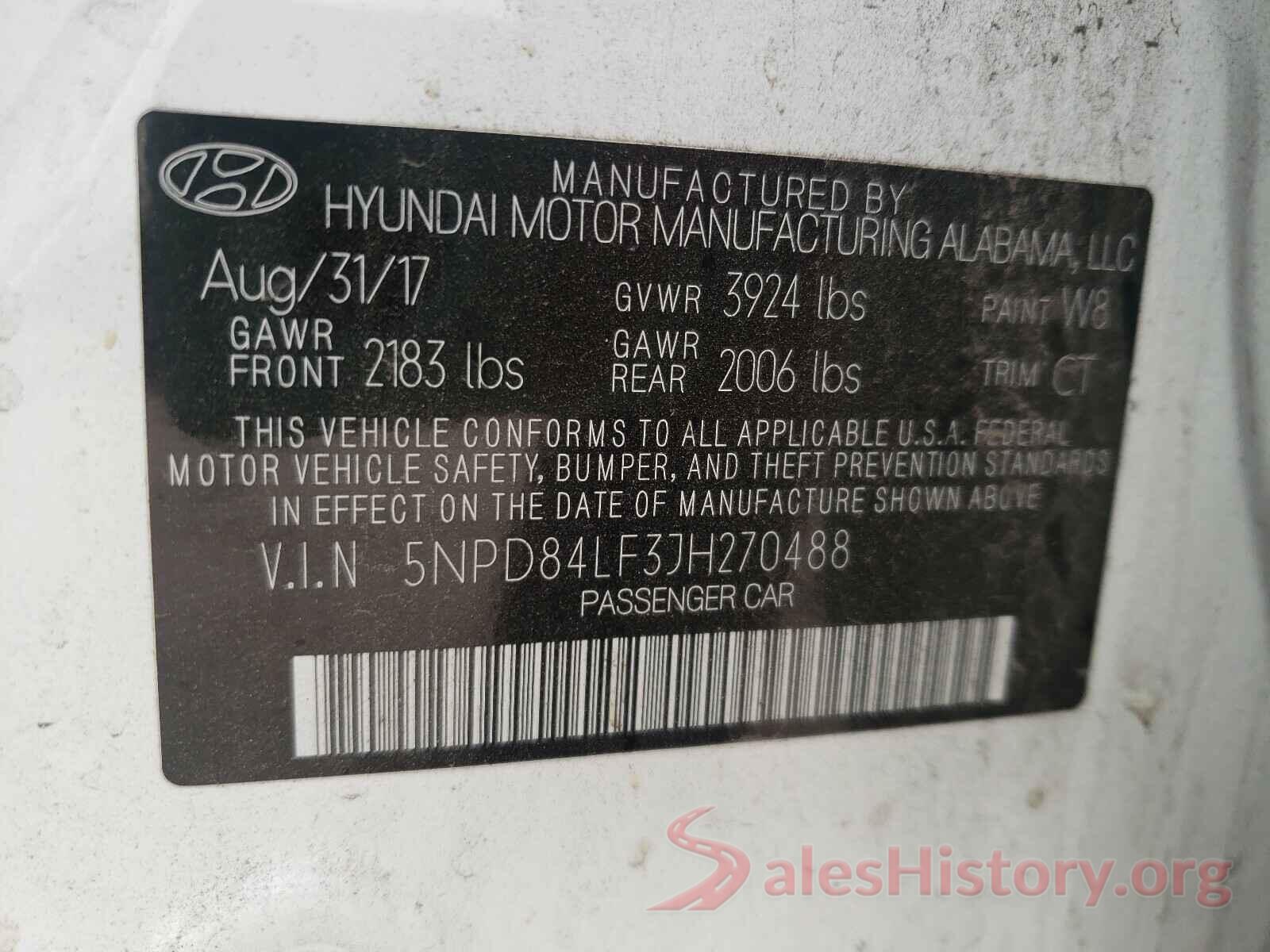 5NPD84LF3JH270488 2018 HYUNDAI ELANTRA