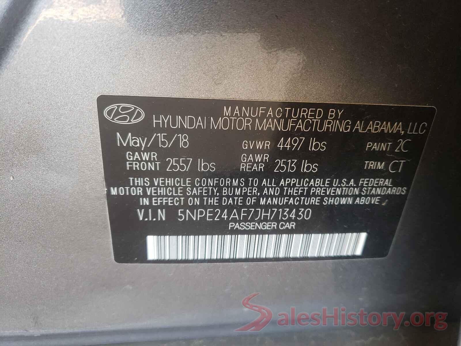 5NPE24AF7JH713430 2018 HYUNDAI SONATA