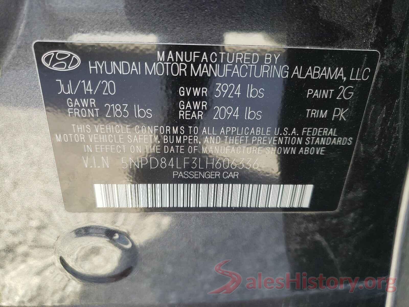 5NPD84LF3LH606336 2020 HYUNDAI ELANTRA