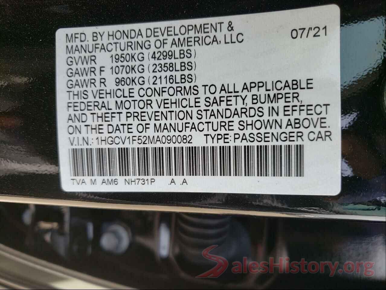 1HGCV1F52MA090082 2021 HONDA ACCORD