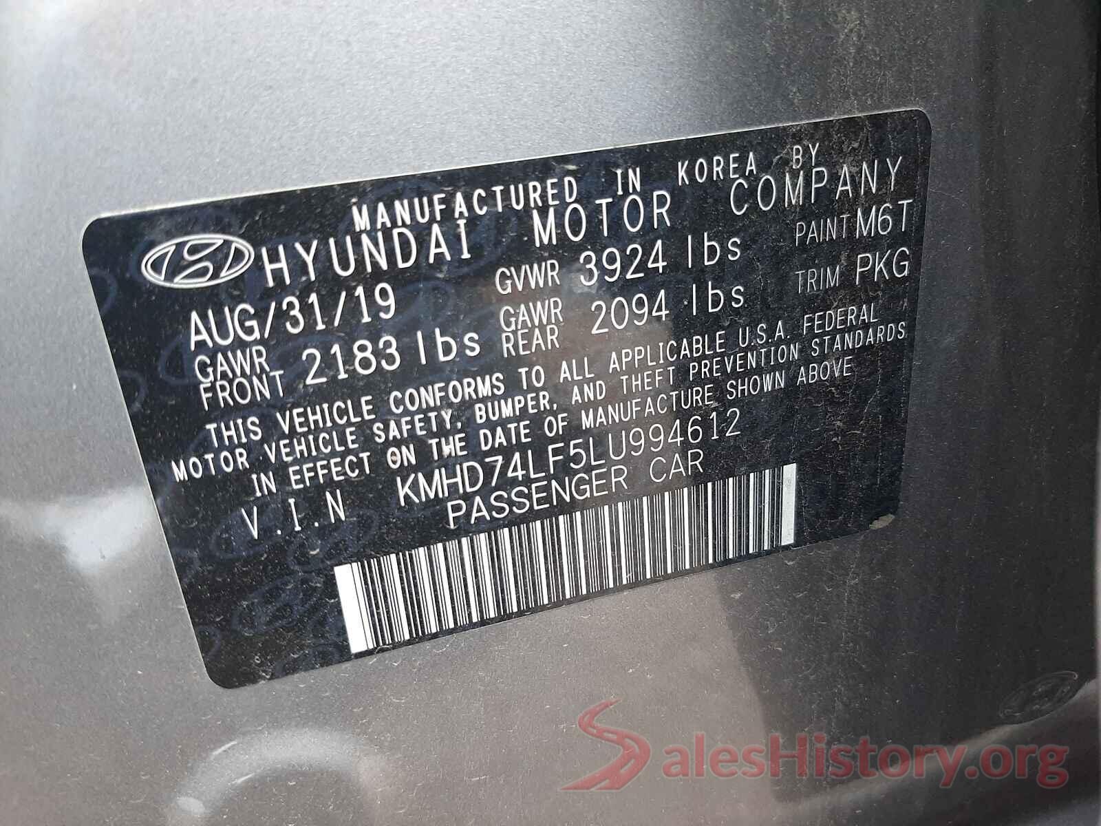 KMHD74LF5LU994612 2020 HYUNDAI ELANTRA