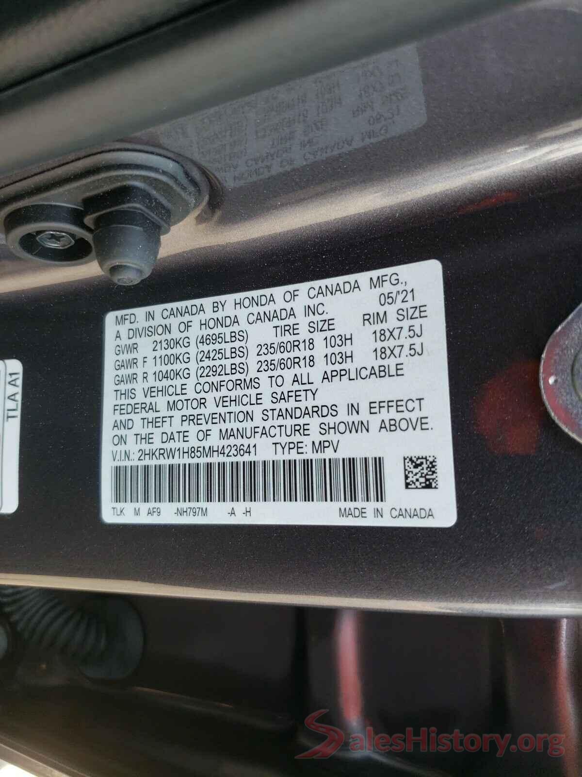 2HKRW1H85MH423641 2021 HONDA CRV