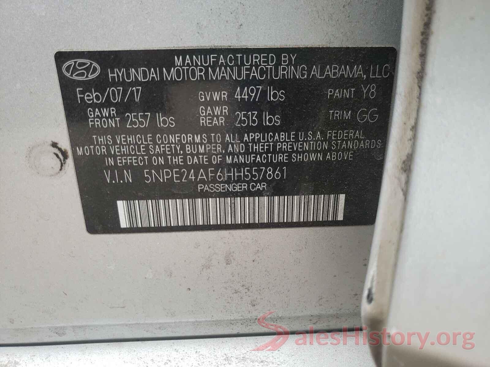 5NPE24AF6HH557861 2017 HYUNDAI SONATA