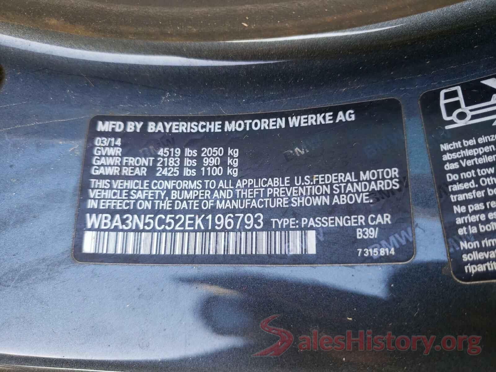 WBA3N5C52EK196793 2014 BMW 4 SERIES