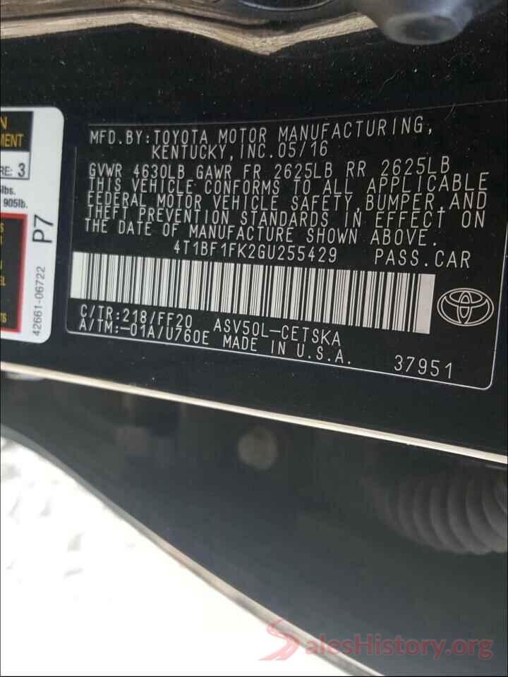 4T1BF1FK2GU255429 2016 TOYOTA CAMRY